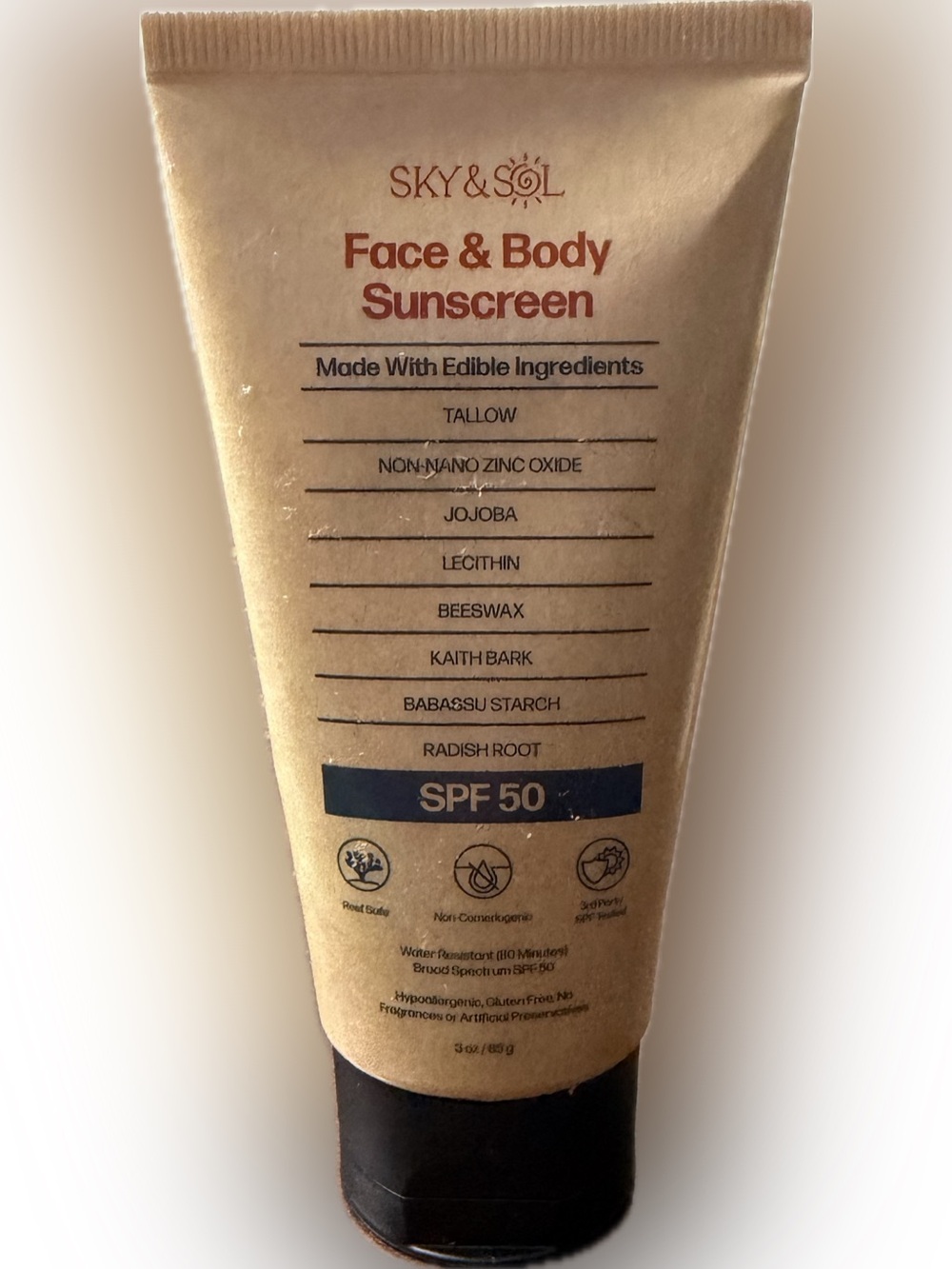 SKY & SOL SPF 50 Mineral Sunscreen Lotion Non-Nano Zinc Oxide Face Body 3 oz